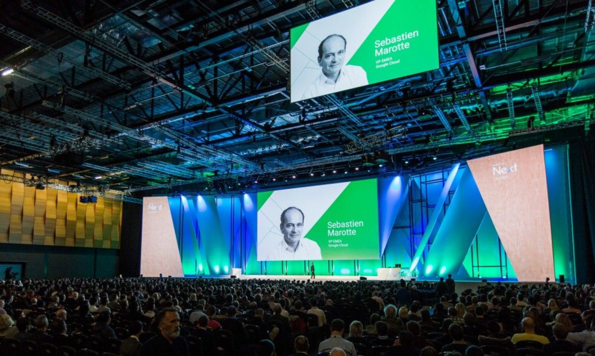 Product launch event with audience and stage